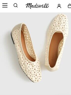 Madewell The Mylie Ballet Flat Crochet Sz 8 $148 vintage khaki Cream Loafers
